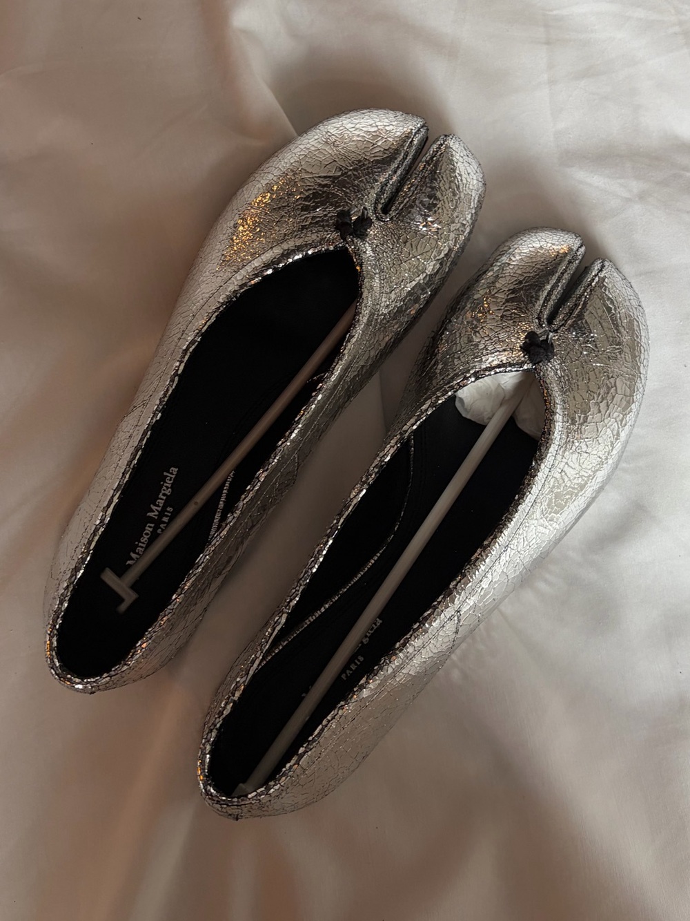 Maison Martin Margiela Metallic Silver Tabi Ballet Flats
